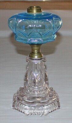 Antique Pride Oil Lamp Light Blue / Clear 12-1/2 To Top Of Collar For #2 Burner