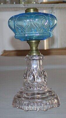 Antique Pride Oil Lamp Light Blue / Clear 12-1/2 To Top Of Collar For #2 Burner