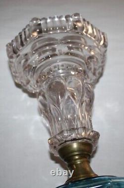 Antique Pride Oil Lamp Light Blue / Clear 12-1/2 To Top Of Collar For #2 Burner