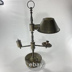 Antique Primitive French Brass Student Desk Lamp Oil & Candle Rare Not Electric