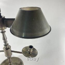 Antique Primitive French Brass Student Desk Lamp Oil & Candle Rare Not Electric