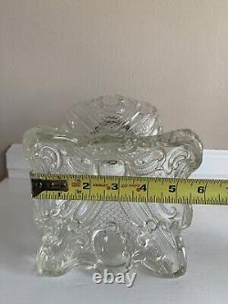 Antique Princess Feather Glass Large Pedestal Oil Lamp 21.5