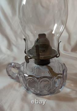 Antique Purple Finger Kerosene Oil Lamp P&A burner with Chimney