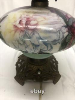 Antique QUEEN ANNE No 2 Gone With the Wind Style Oil Lamp Converted To Electric