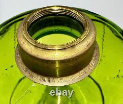 Antique QUEEN HEART Kerosene Oil Stand Lamp Green Font with Clear Stem and Base
