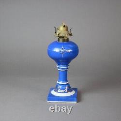 Antique Queen Anne Hand Painted & Gilt Porcelain Oil Lamp C1890