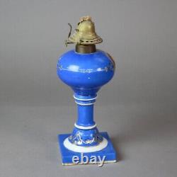 Antique Queen Anne Hand Painted & Gilt Porcelain Oil Lamp C1890