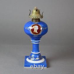 Antique Queen Anne Hand Painted & Gilt Porcelain Oil Lamp C1890