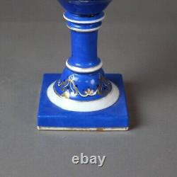 Antique Queen Anne Hand Painted & Gilt Porcelain Oil Lamp C1890