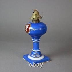 Antique Queen Anne Hand Painted & Gilt Porcelain Oil Lamp C1890