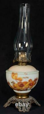 Antique Queen Anne Oil Lamp Hand Painted