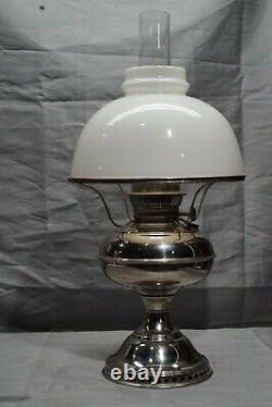 Antique RAYO Model Feb. 28.05 Tabletop Oil Lamp With Chimney and White Shade