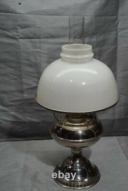 Antique RAYO Model Feb. 28.05 Tabletop Oil Lamp With Chimney and White Shade