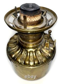 Antique ROYAL Brass Kerosene Lamp Font Drop In 5 with Burner, Wick, Shade Holder