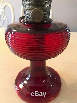 Antique Rare Aladdin Ruby Red Beehive Kerosene/Oil Lamp, Model B, Plus Chimney