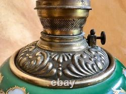 Antique, Rare, Brass Oil font, pewter base, ROYAL P&A, Cherub Kerosene Lamp