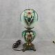 Antique Rare GWTW Table Parlor Oil Lamp Electrified Painted Floral Melon Shape