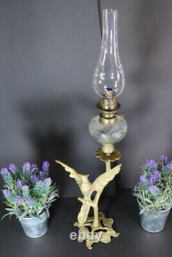 Antique Rare oil petrol brass eagle bird lamp