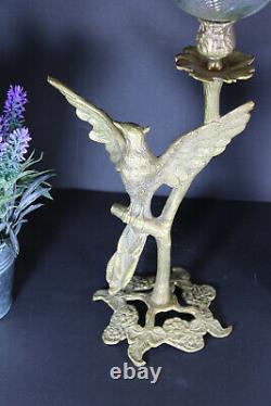 Antique Rare oil petrol brass eagle bird lamp