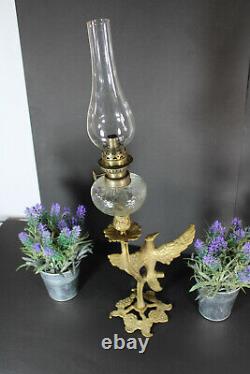 Antique Rare oil petrol brass eagle bird lamp