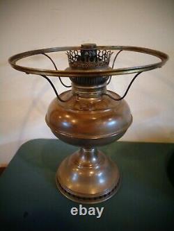 Antique Rayo Brass Oil Lamp Green Glass Shade