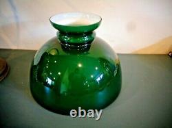 Antique Rayo Brass Oil Lamp Green Glass Shade