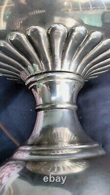 Antique Rayo Electrified Oil Lamp Nickel Hand Painted Shade Functioning Wick