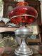 Antique Rayo Nickel Oil Lamp With Red Hobnail Shade