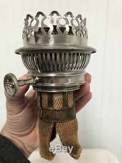 Antique Rayo Nickel Plated Oil Lamp, Great Working Condition, 10 Shade Ring