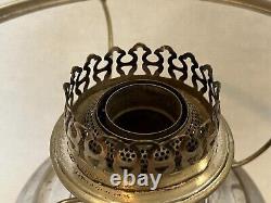 Antique Rayo Nickel Plated Oil Lamp withOpal Glass Shade, 21 Tall, 11 1/2 Wide