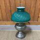 Antique Rayo Oil Kerosene Lamp Green Cased Glass Shade Center Draft Wick. V280