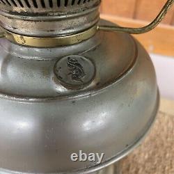 Antique Rayo Oil Kerosene Lamp Green Cased Glass Shade Center Draft Wick. V280