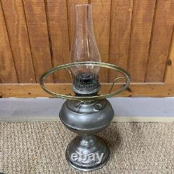 Antique Rayo Oil Kerosene Lamp Green Cased Glass Shade Center Draft Wick. V280