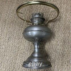 Antique Rayo Oil Kerosene Lamp Green Cased Glass Shade Center Draft Wick. V280