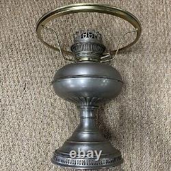 Antique Rayo Oil Kerosene Lamp Green Cased Glass Shade Center Draft Wick. V280