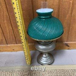 Antique Rayo Oil Kerosene Lamp Green Cased Glass Shade Center Draft Wick. V280