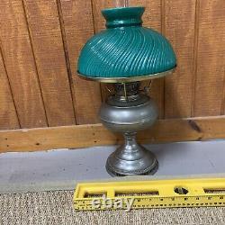 Antique Rayo Oil Kerosene Lamp Green Cased Glass Shade Center Draft Wick. V280