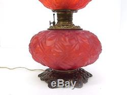 Antique Red Glass Gone With The Wind converted Oil Lamp, aka a vintage GWTW light