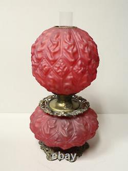 Antique Red Satin Glass Gone with the Wind Oil Lamp