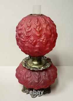 Antique Red Satin Glass Gone with the Wind Oil Lamp