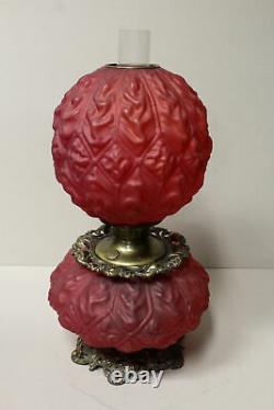 Antique Red Satin Glass Gone with the Wind Oil Lamp