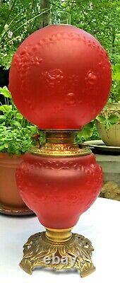Antique Red Satin Ribbons and Roses aka Ruffles and Roses GWTW Pittsburgh Lamp
