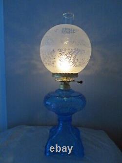 Antique Replica B&P Blue Electric Oil Lamp NIB