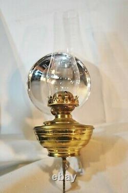 Antique Richmond Giant Brass Oil Kerosene Wall Lamp wMercury Reflector & Bracket