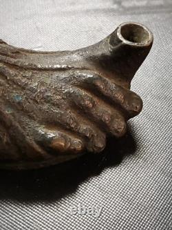 Antique Roman Foot Oil Lamp Rush Lamp Miniature