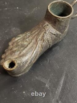 Antique Roman Foot Oil Lamp Rush Lamp Miniature