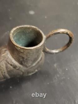 Antique Roman Foot Oil Lamp Rush Lamp Miniature