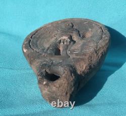 Antique Roman Oillamp Pompei With Man With Shield On Top Archeological Find