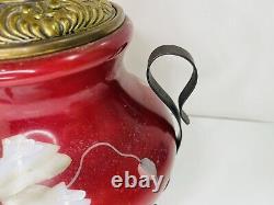 Antique Royal Parlor Hand Painted Gone with the Wind Oil Lamp Non-Converted Red