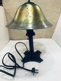 Antique Roycroft Table Lamp With Steuben Millefiore And Gold Aurene Shade